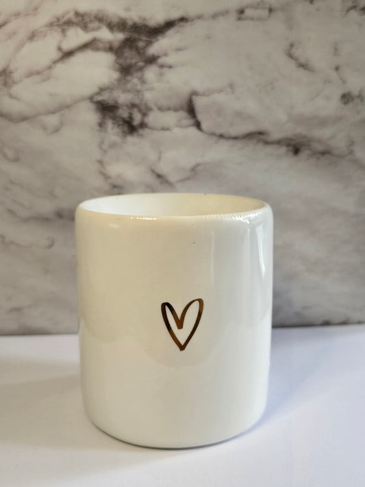 Witte wax brander met gouden hartje